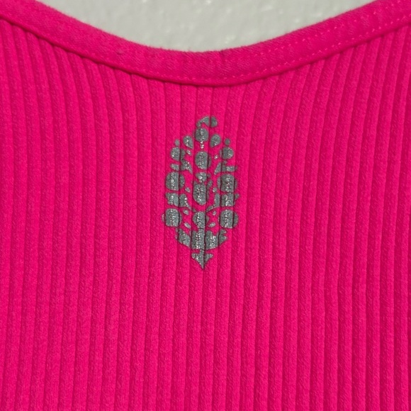 Free People Movement Vibrant Hot Pink Sleeveless Ribbed Crop Top w Cutouts. M/L - Picture 8 of 9